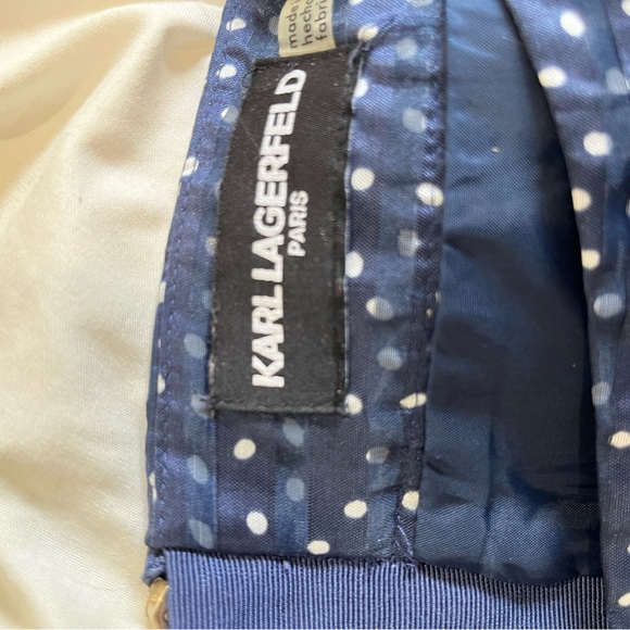 Karl Lagerfeld Blue and White Midi A-Line Skirt - Picture 3 of 3